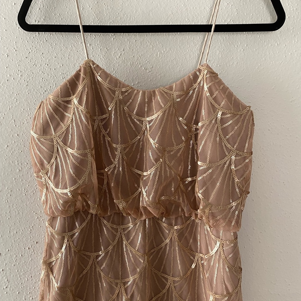 Blush pink sequenced spaghetti strapped dress